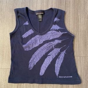 DKNY Jeans Feather Design Cropped Top M